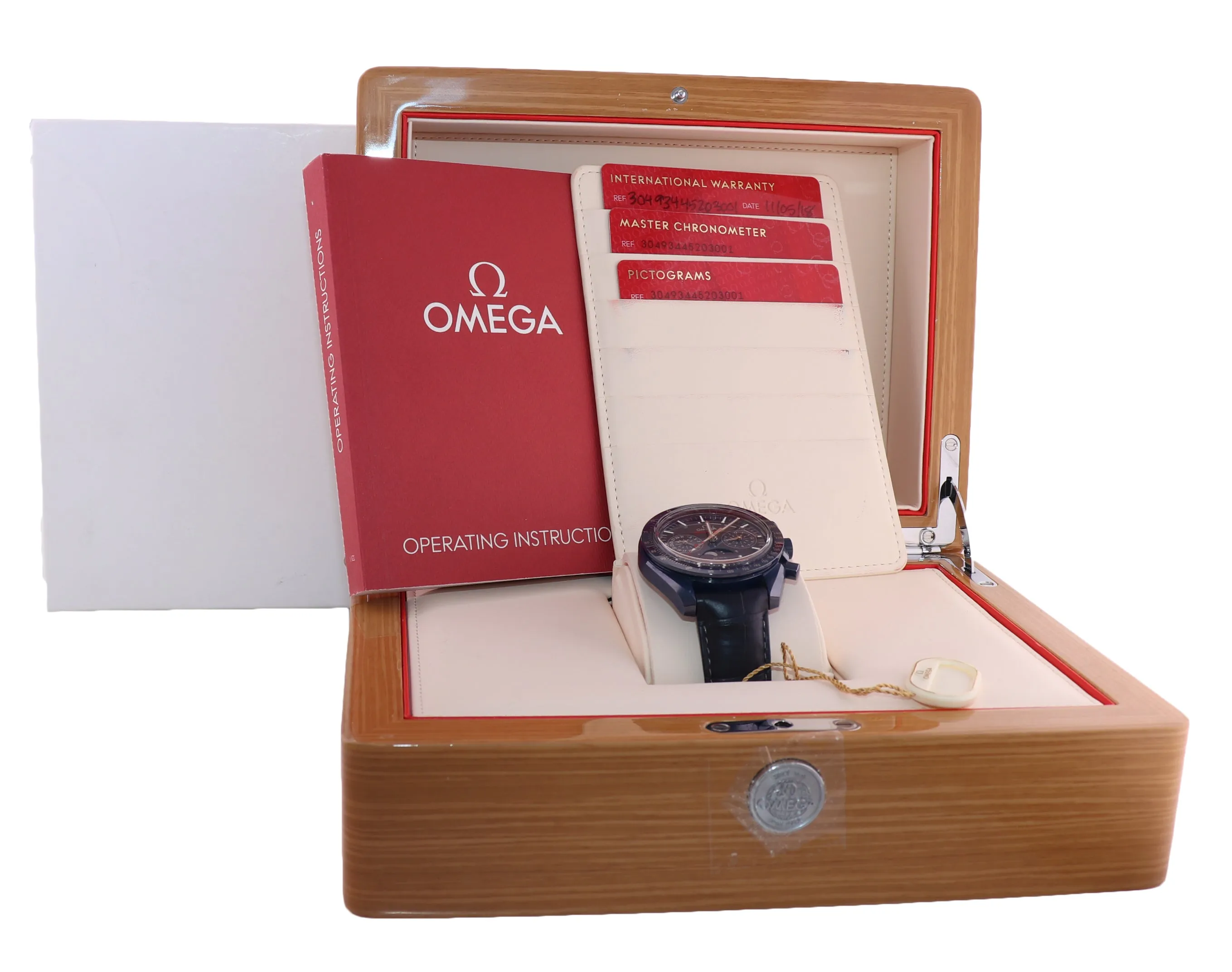 PAPERS NEW Omega Speedmaster Moonphase 304.93.44.52.03.001 Blue Moon Watch
