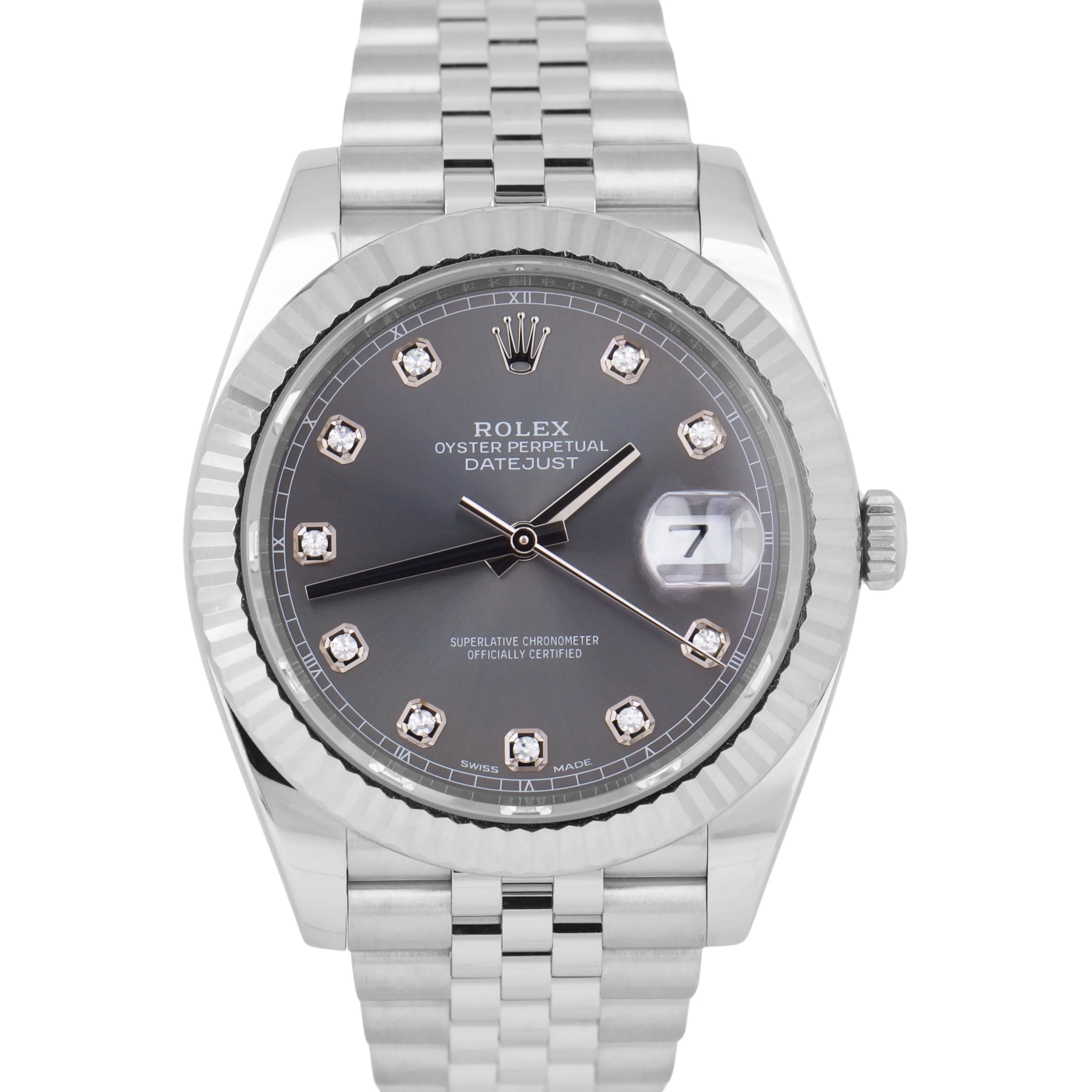PAPERS Rolex DateJust 41 RHODIUM DIAMOND Steel 18K Gold JUBILEE Watch 126334 B P
