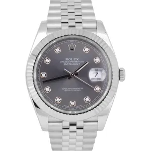 PAPERS Rolex DateJust 41 RHODIUM DIAMOND Steel 18K Gold JUBILEE Watch 126334 B P