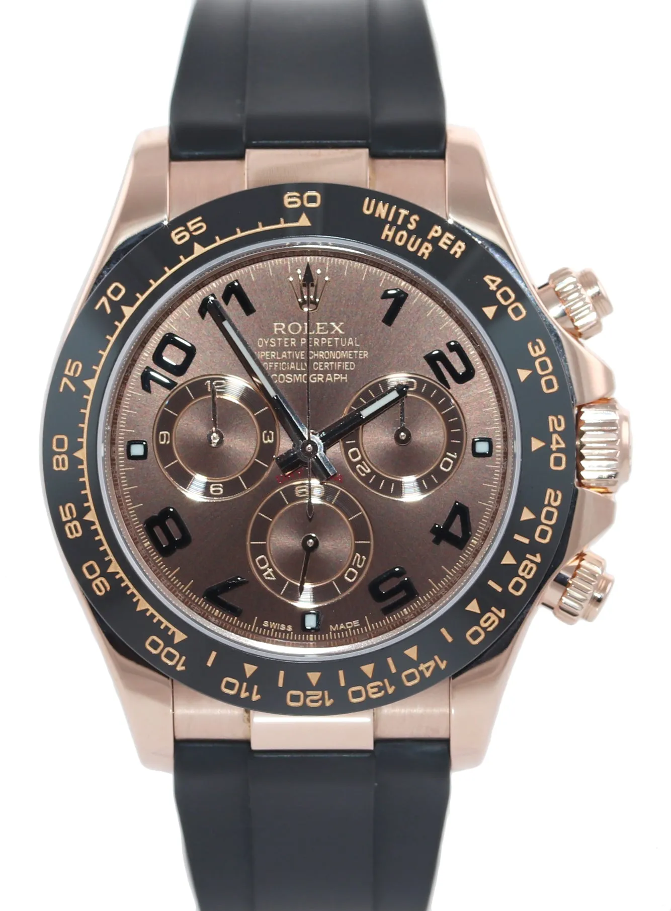 PAPERS Rolex Daytona Chocolate Oysterflex Ceramic 116515 Rose Gold 40mm Watch