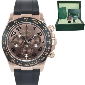 PAPERS Rolex Daytona Chocolate Oysterflex Ceramic 116515 Rose Gold 40mm Watch