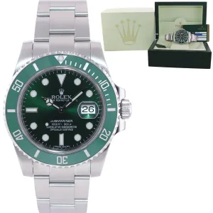 PAPERS Rolex Submariner Hulk Green Ceramic 116610V Steel Watch Box