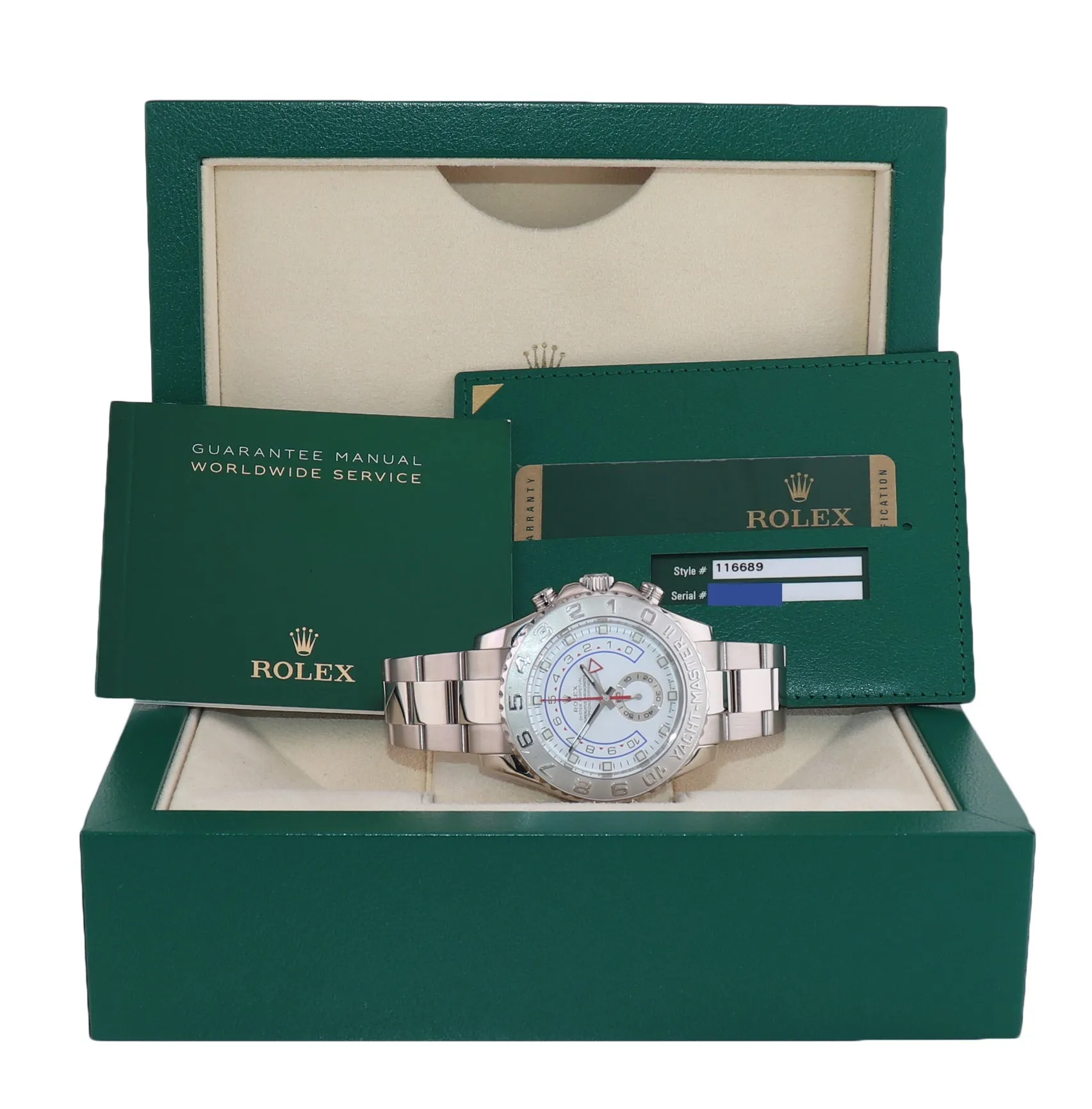 PAPERS Rolex Yacht-Master II 44mm White Gold 116689 YM 2 Watch Box