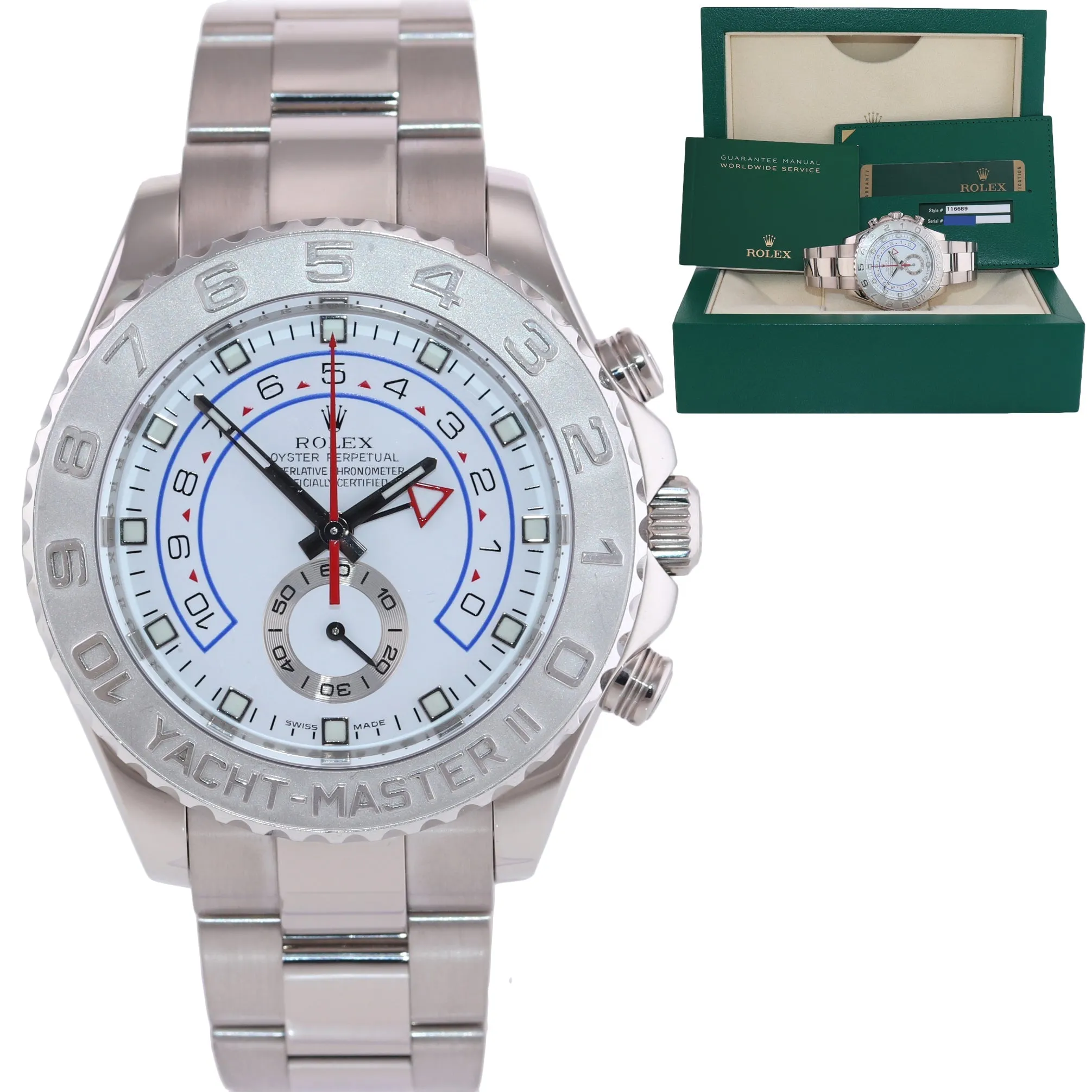 PAPERS Rolex Yacht-Master II 44mm White Gold 116689 YM 2 Watch Box