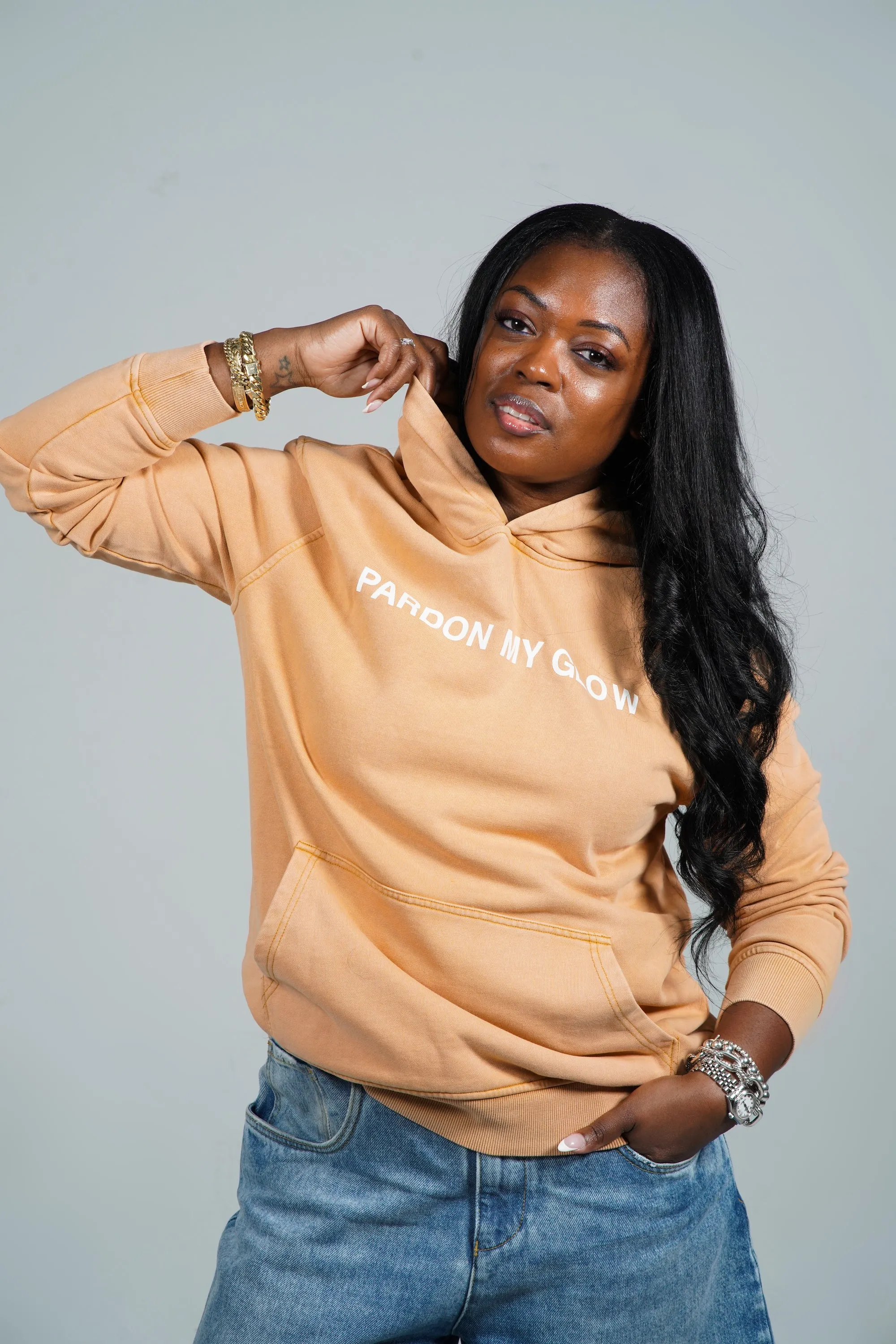Pardon My Glow Washed Hoodie | Golden Yellow