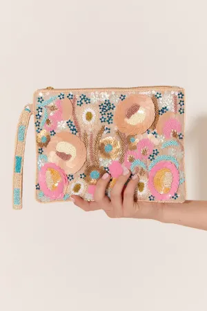 Pastel Perfection Sequin Clutch - Nude Multi Pastel