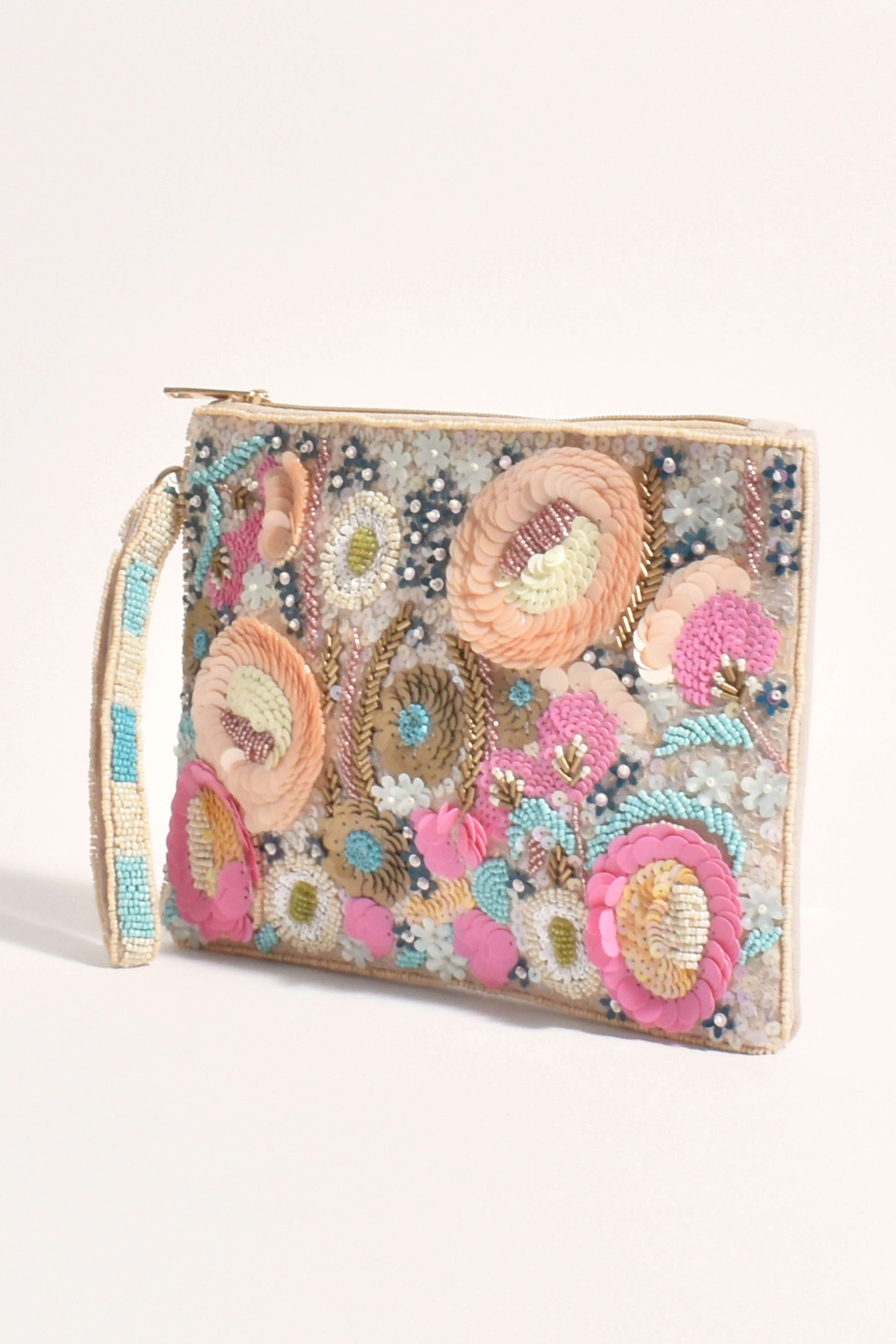 Pastel Perfection Sequin Clutch - Nude Multi Pastel