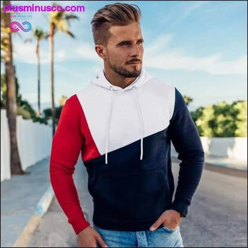Patchwork Printed Hoodie Pullover Fleece Sweatshirt at