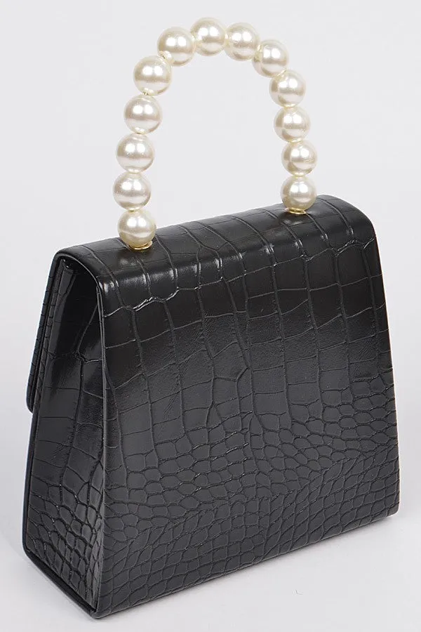Pearl Beaded Snakeskin Clutch