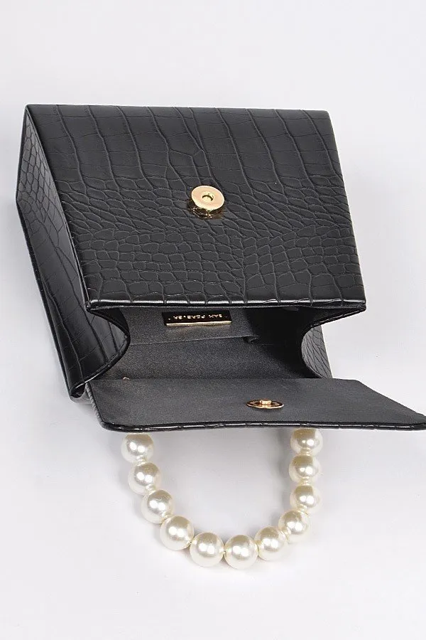 Pearl Beaded Snakeskin Clutch