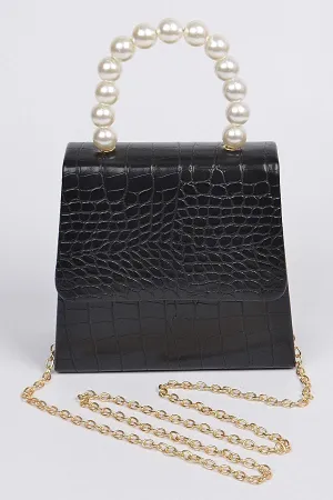 Pearl Beaded Snakeskin Clutch