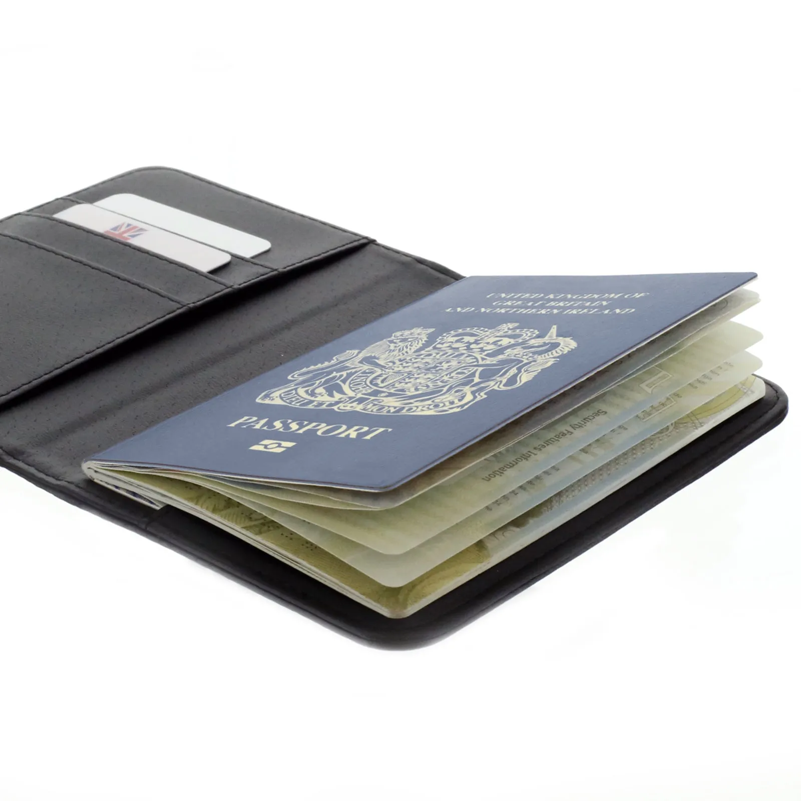 Personalised Passport Case & Tag with Black World Map & Text - White Glitter