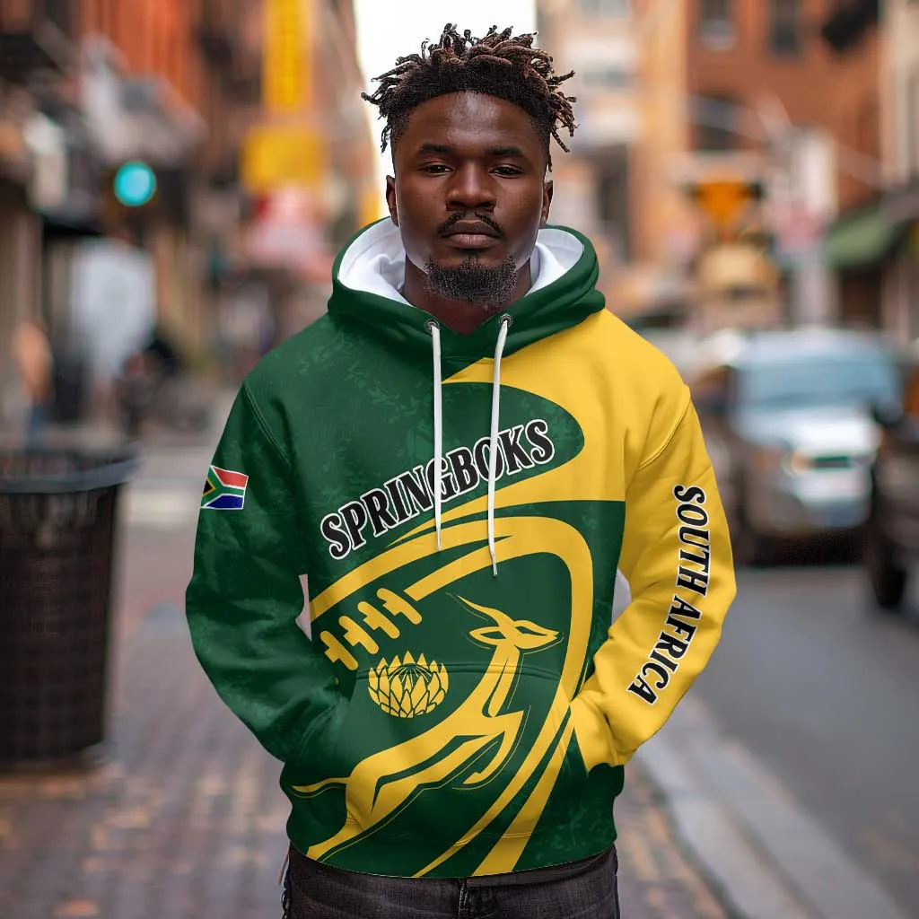 Personalised South Africa Rugby Hoodie Bokke Champions Sporty Dynamics LT7
