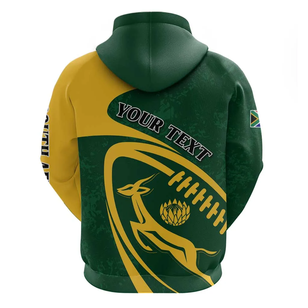 Personalised South Africa Rugby Hoodie Bokke Champions Sporty Dynamics LT7