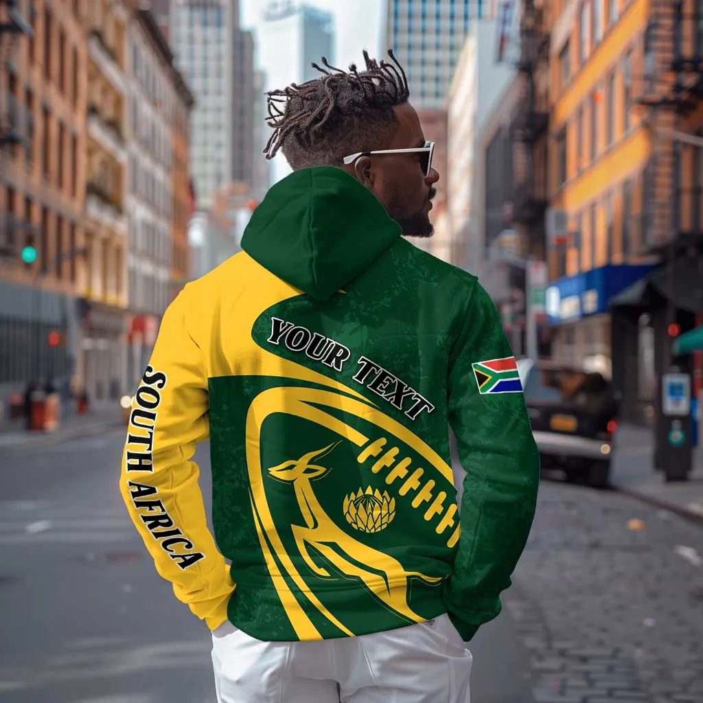 Personalised South Africa Rugby Hoodie Bokke Champions Sporty Dynamics LT7