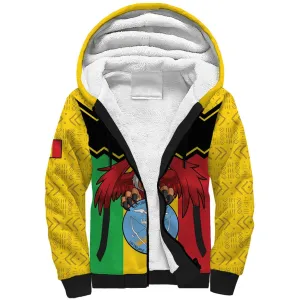 Personalized Afro Mali Vulture Sherpa Hoodie Coat Of Arms - Bogolan Pattern LT15