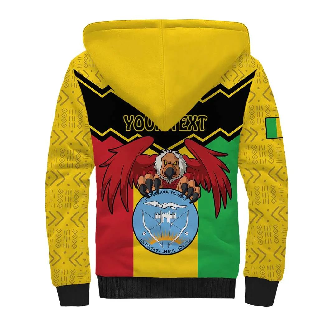 Personalized Afro Mali Vulture Sherpa Hoodie Coat Of Arms - Bogolan Pattern LT15