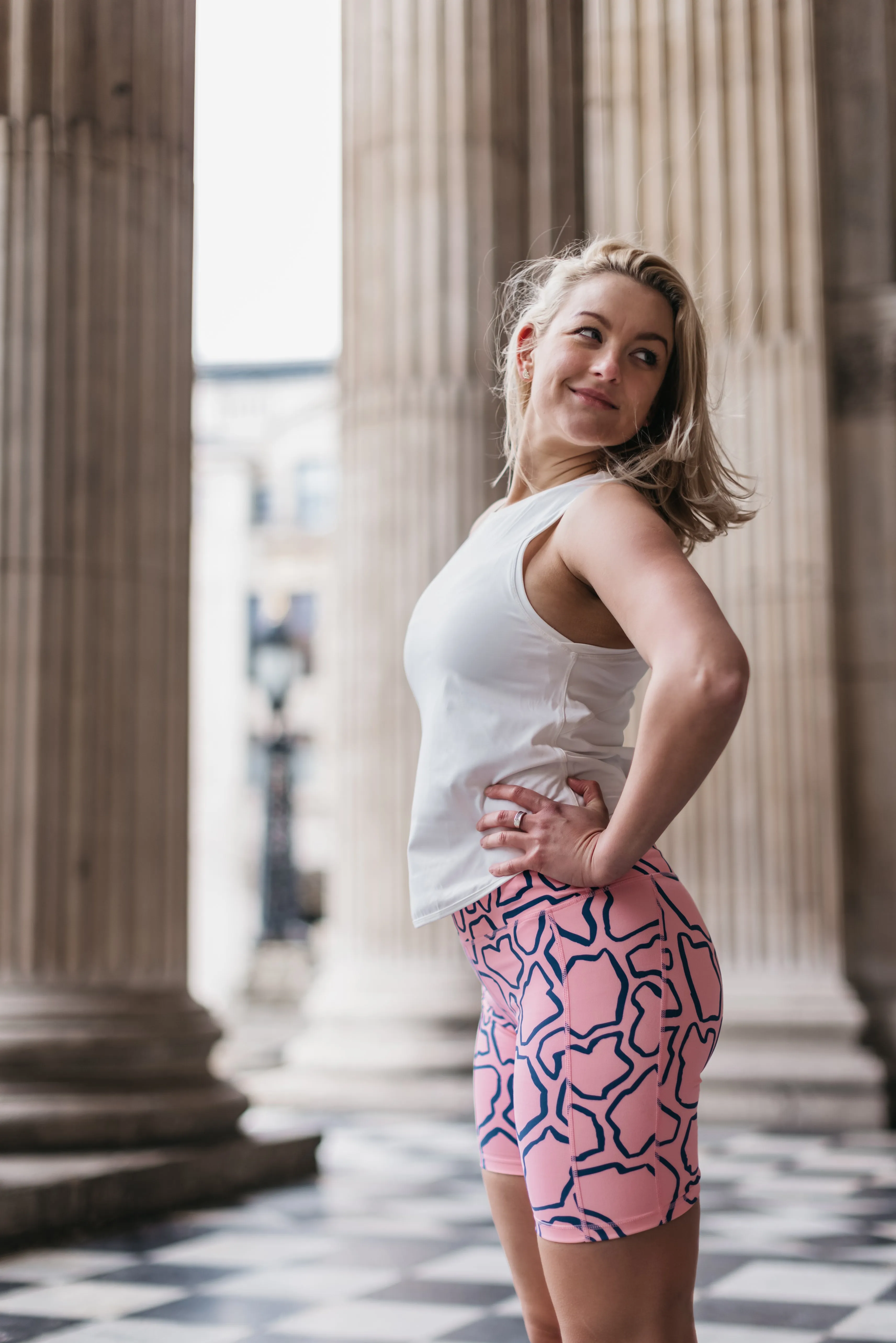 Pink Abstract Cycling Shorts