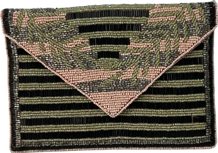 Pink Beaded Clutch Bag