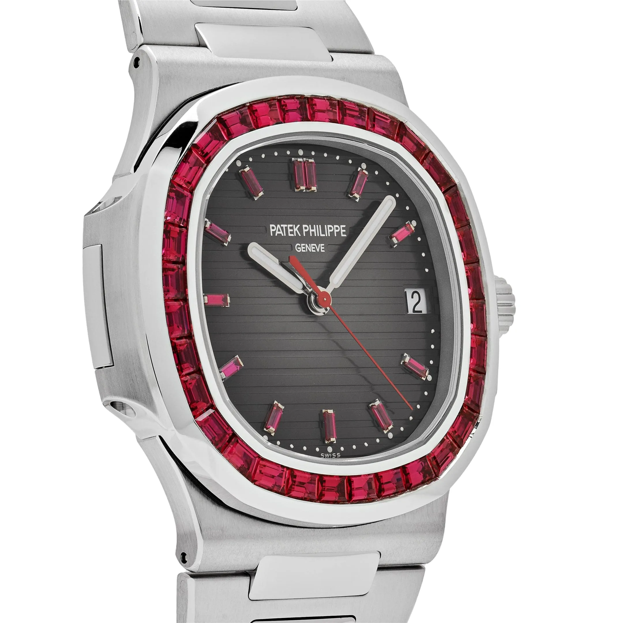 PP Luxury Watches Nautilus 5711/112P-001 Platinum Grey Dial Ruby Bezel