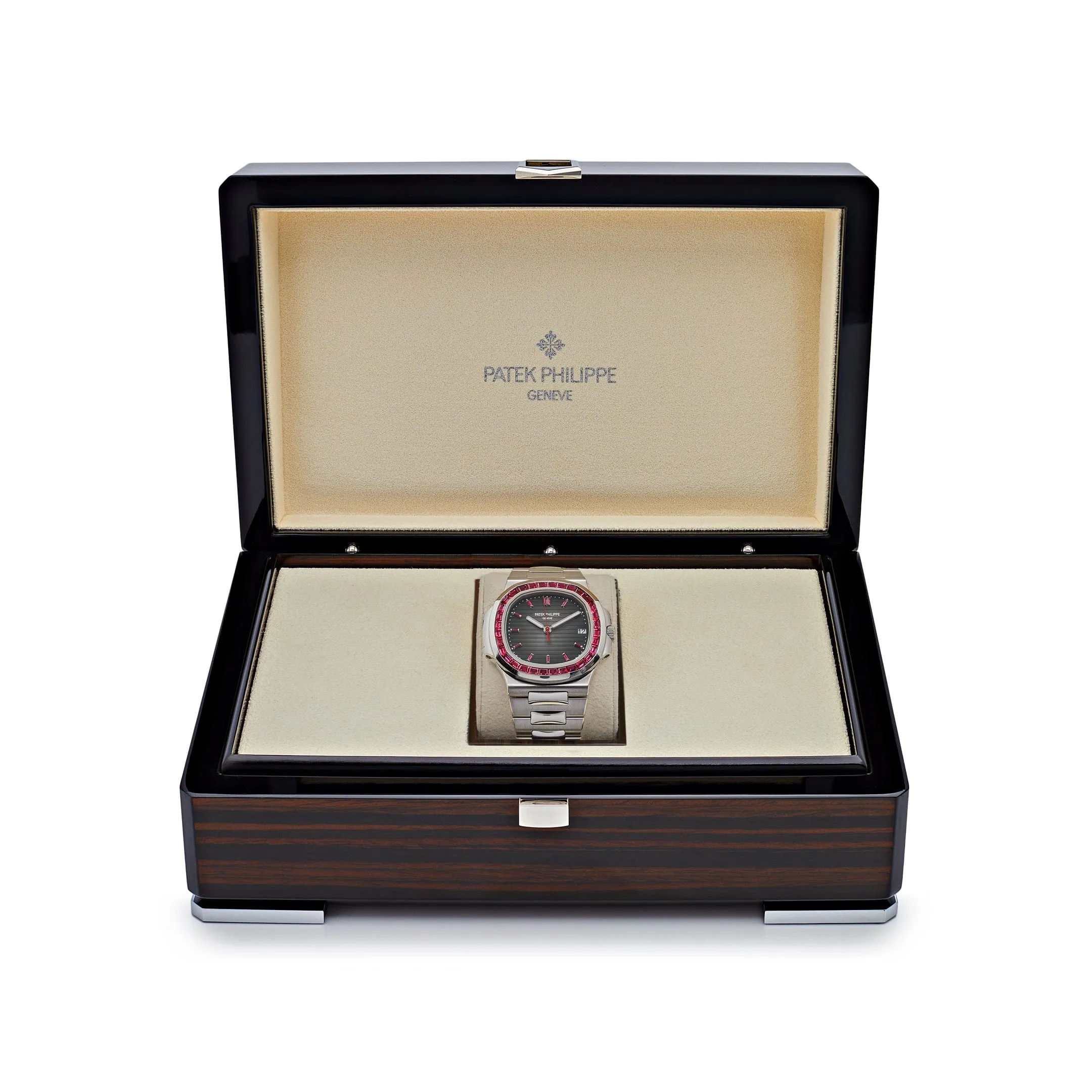 PP Luxury Watches Nautilus 5711/112P-001 Platinum Grey Dial Ruby Bezel