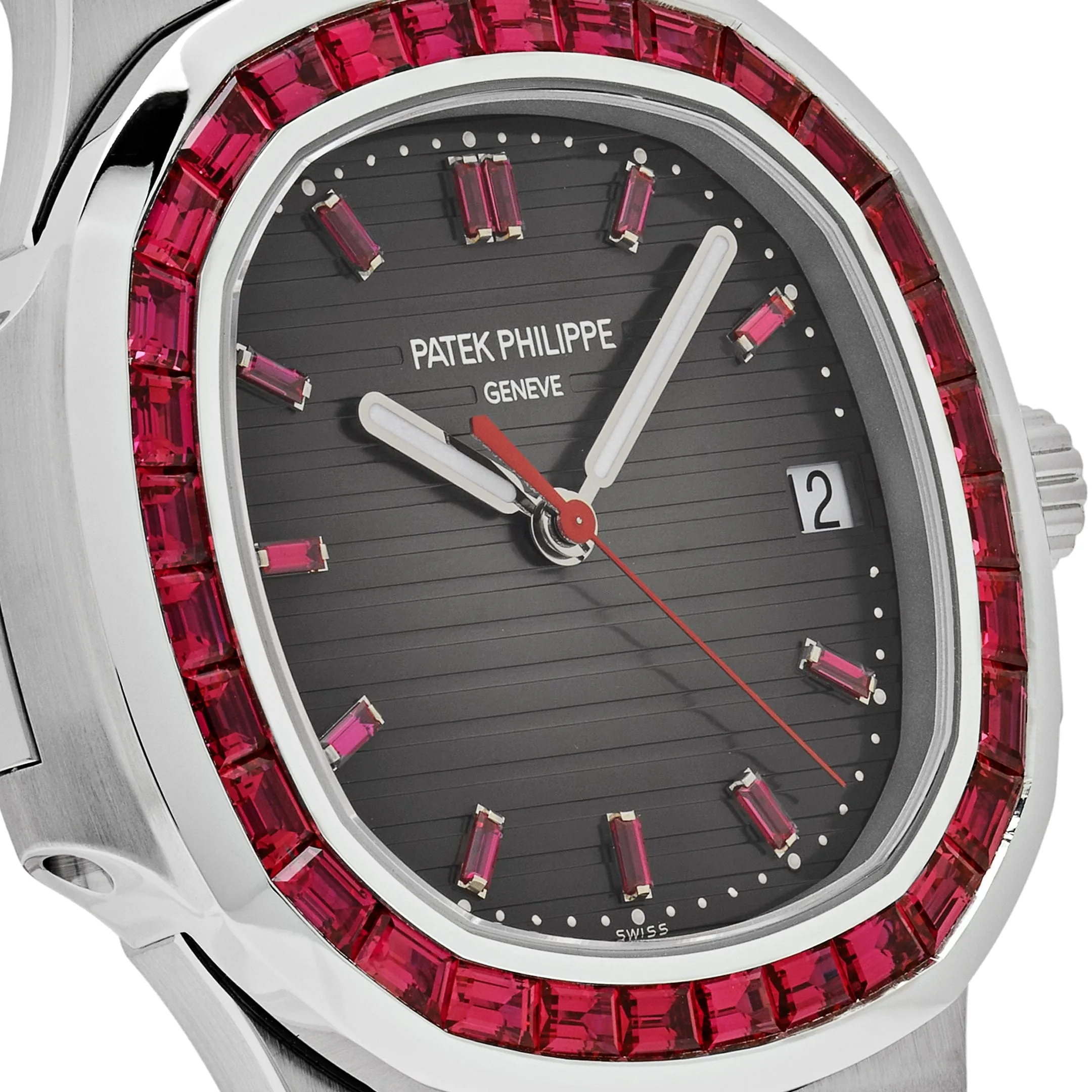 PP Luxury Watches Nautilus 5711/112P-001 Platinum Grey Dial Ruby Bezel