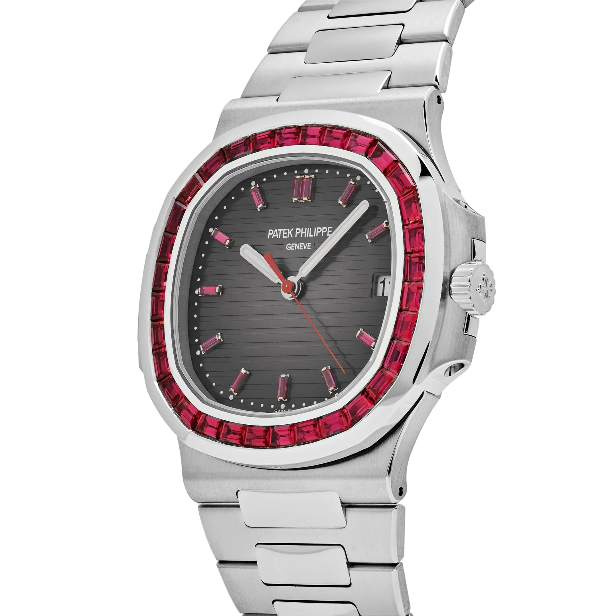 PP Luxury Watches Nautilus 5711/112P-001 Platinum Grey Dial Ruby Bezel