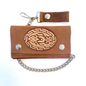 PU808-WT  6" Western Biker Wallet- Spur Design