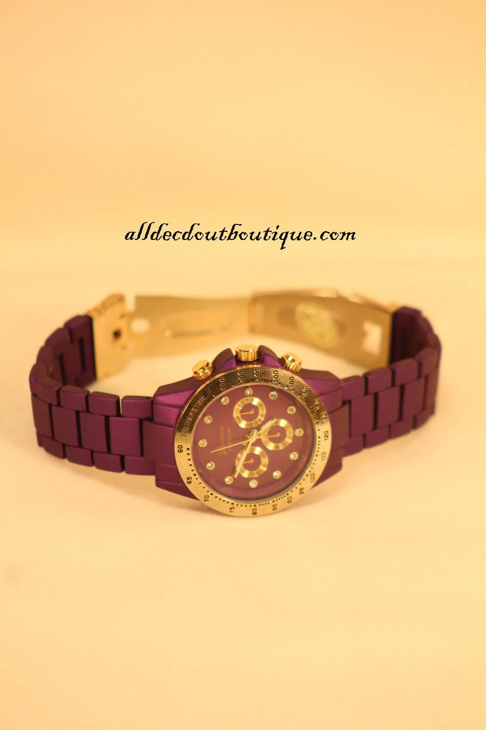 Purple/Purple Clear Rhinestones | Metal Band w/ Clasp
