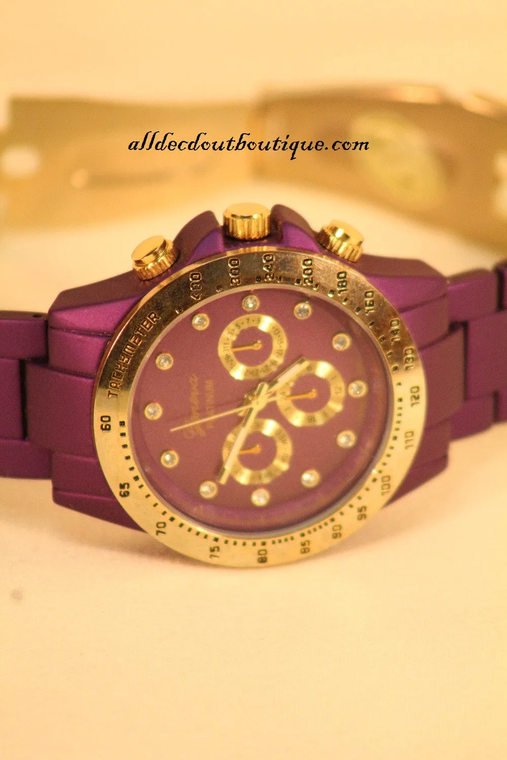 Purple/Purple Clear Rhinestones | Metal Band w/ Clasp