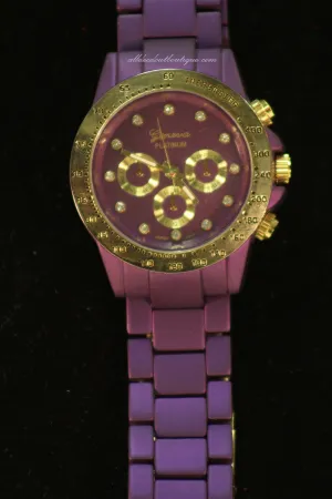 Purple/Purple Clear Rhinestones | Metal Band w/ Clasp
