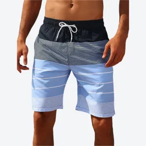 Quick-Dry Striped Drawstring Swim Shorts