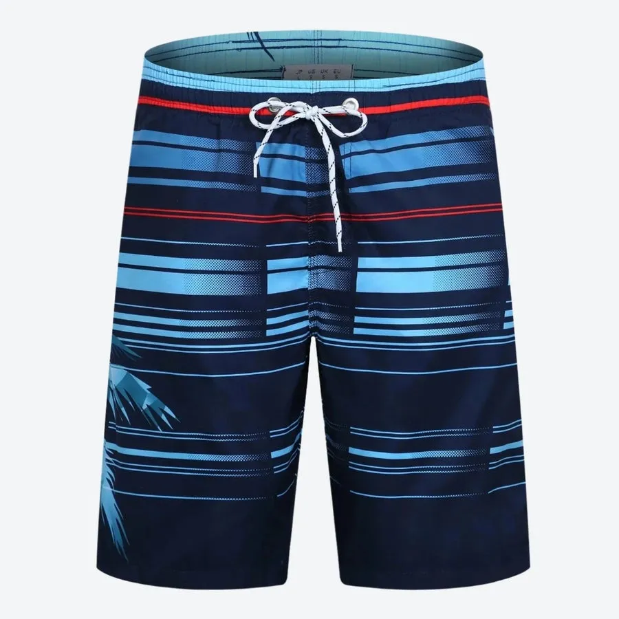 Quick-Dry Striped Drawstring Swim Shorts