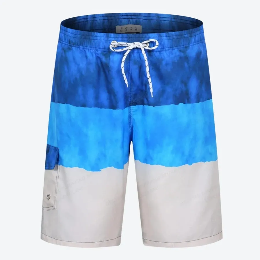 Quick-Dry Striped Drawstring Swim Shorts