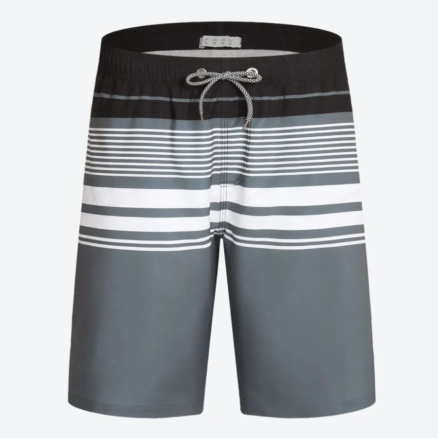 Quick-Dry Striped Drawstring Swim Shorts