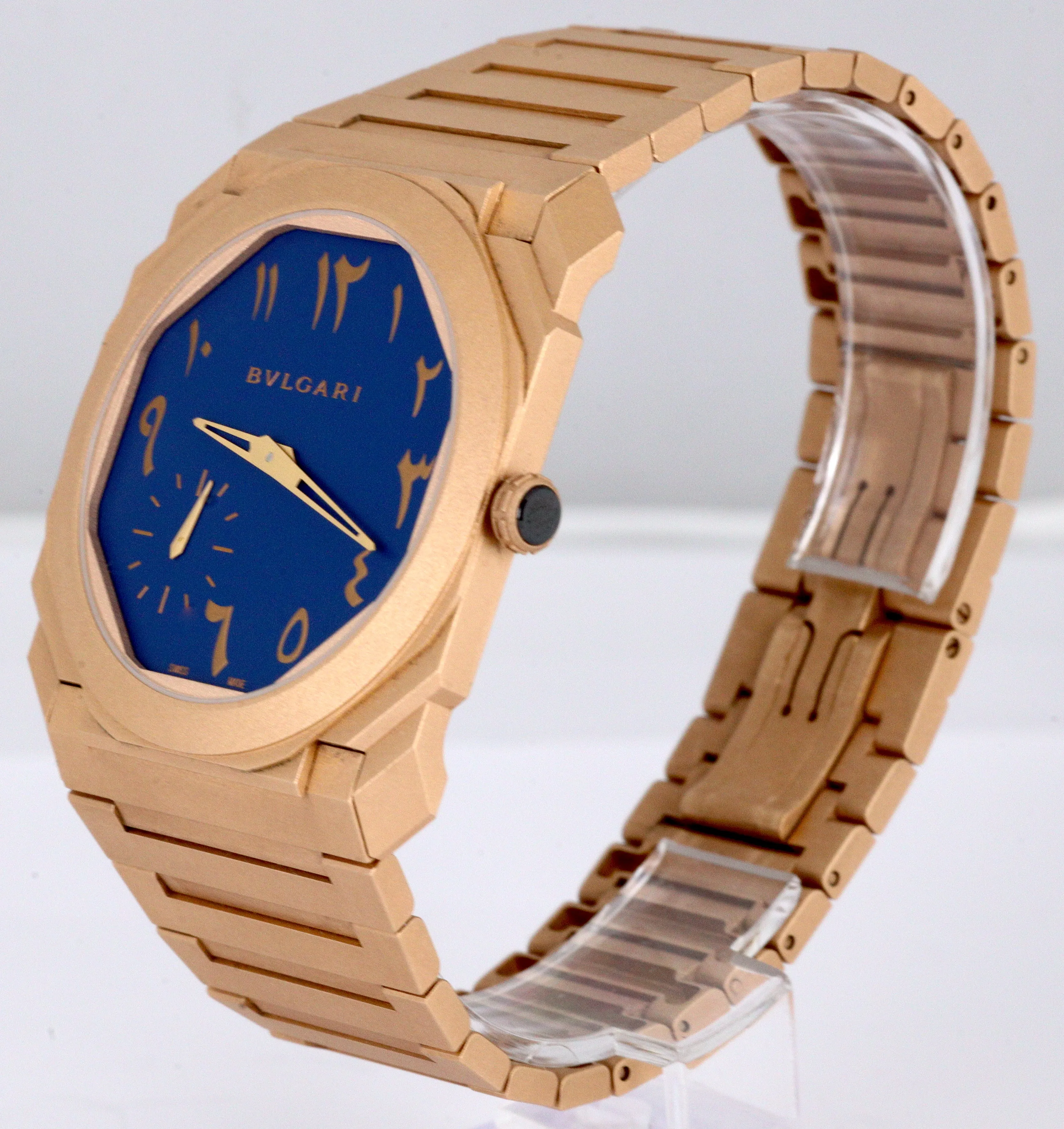 RARE Bulgari Octo Finissimo Extra Thin 18K Rose Gold Blue Arab Bvlgari 102912