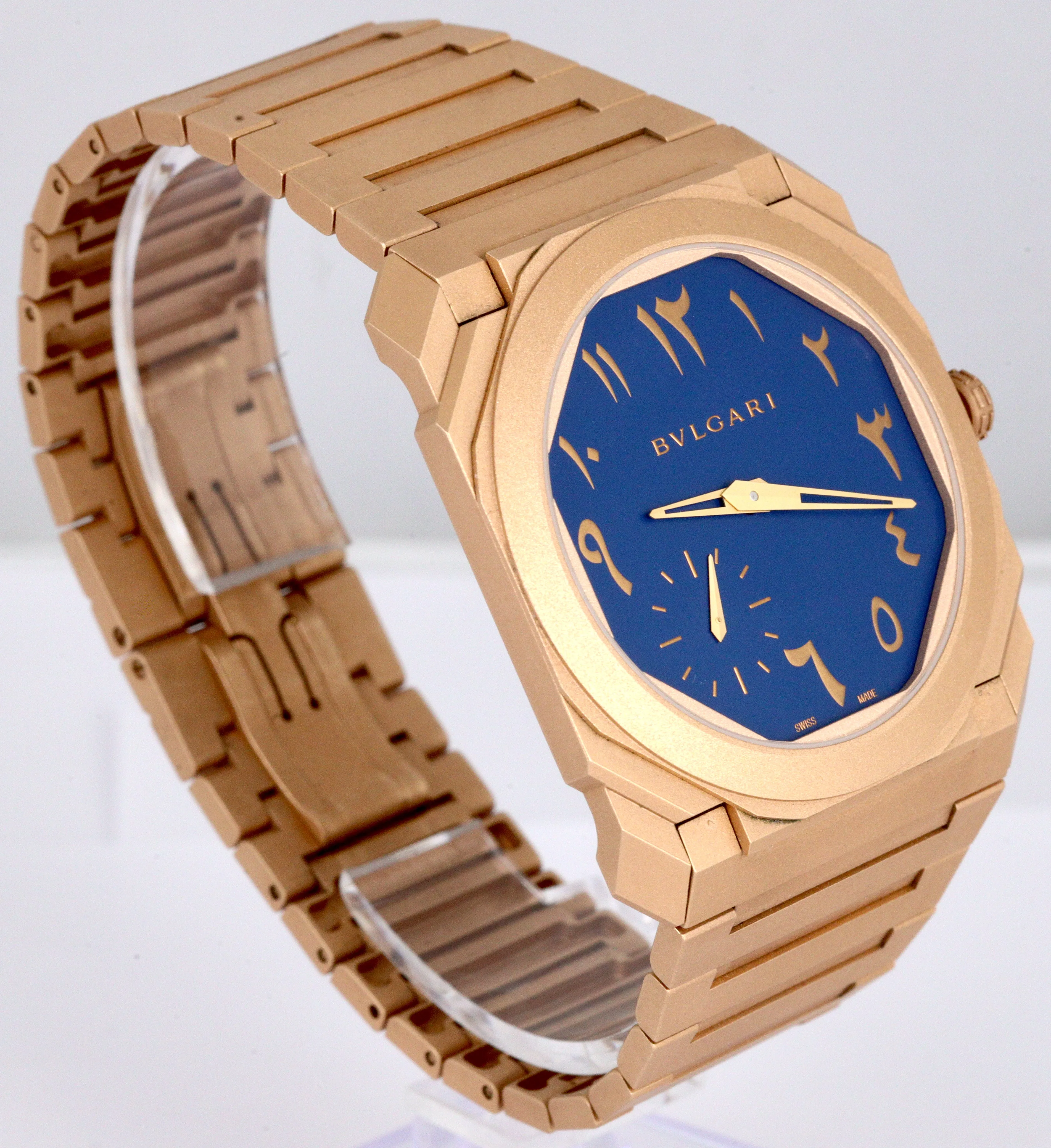 RARE Bulgari Octo Finissimo Extra Thin 18K Rose Gold Blue Arab Bvlgari 102912