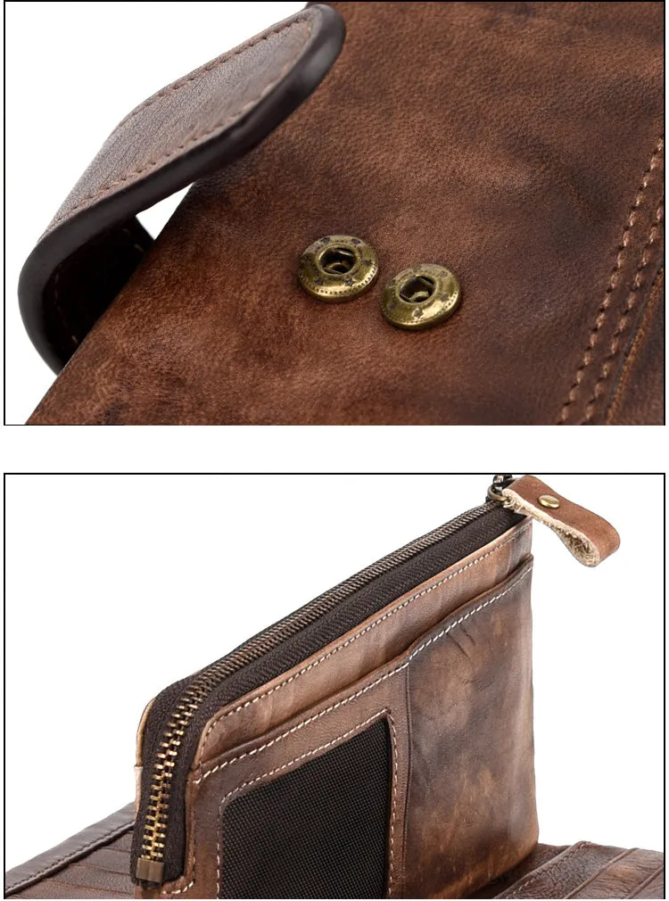Realaiot Vintage Fashion Wax oil skin Long Purse Genuine Leather Notecase For Ladies Girls 2 Folds Long Wallet RIFD Men Wallet