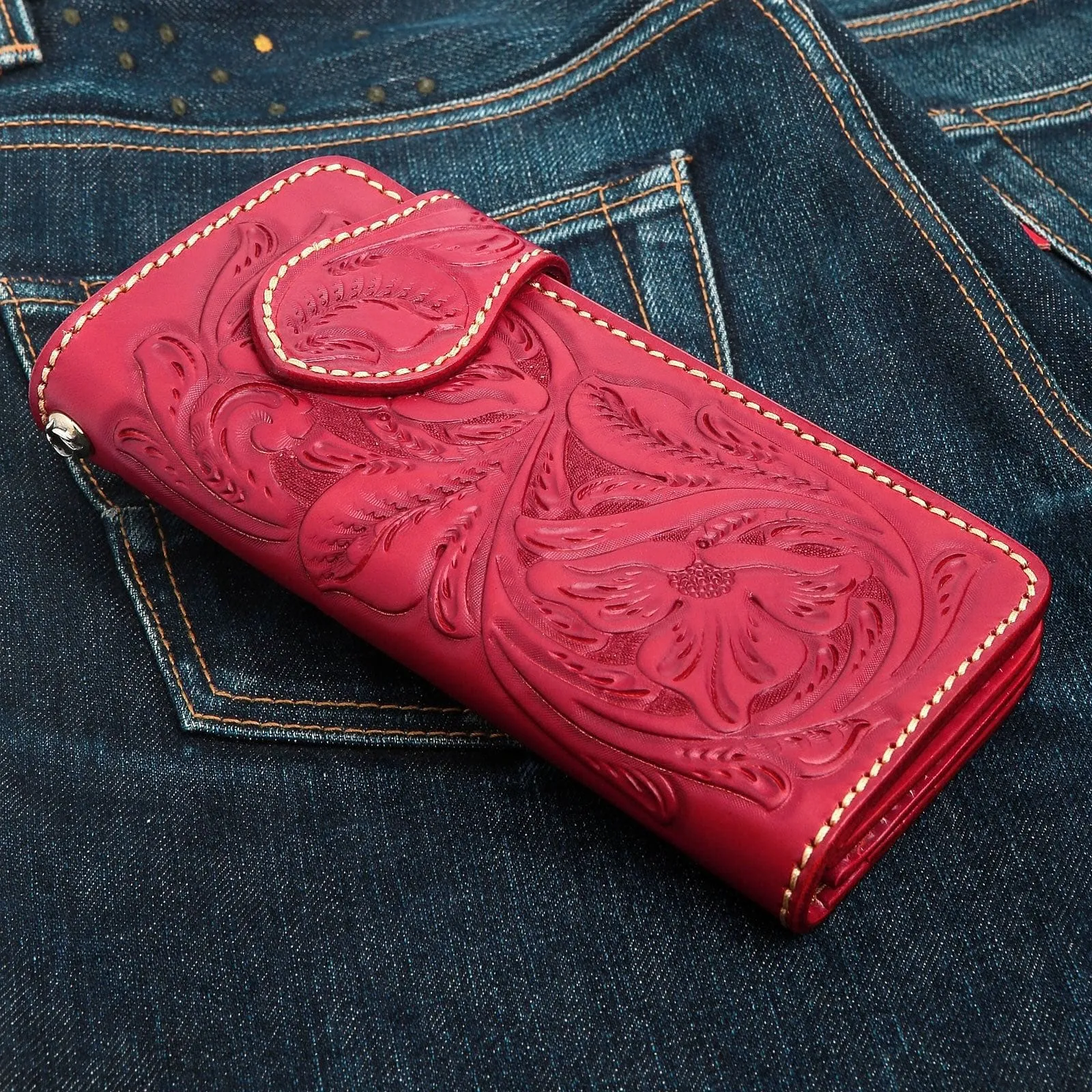 Red Indian Leather Biker Wallets