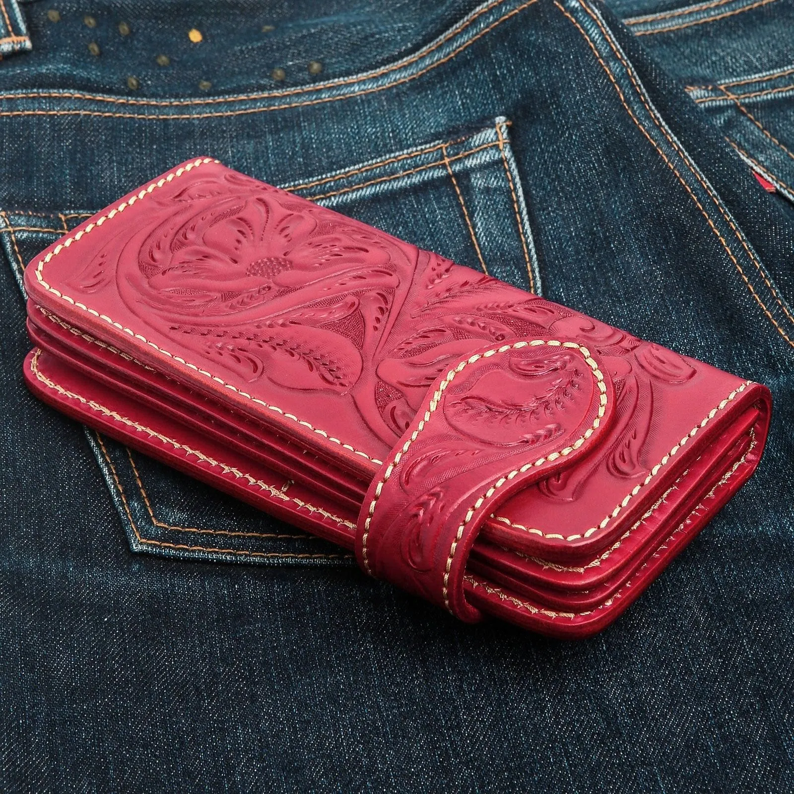 Red Indian Leather Biker Wallets