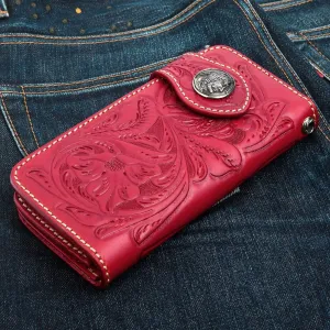 Red Indian Leather Biker Wallets