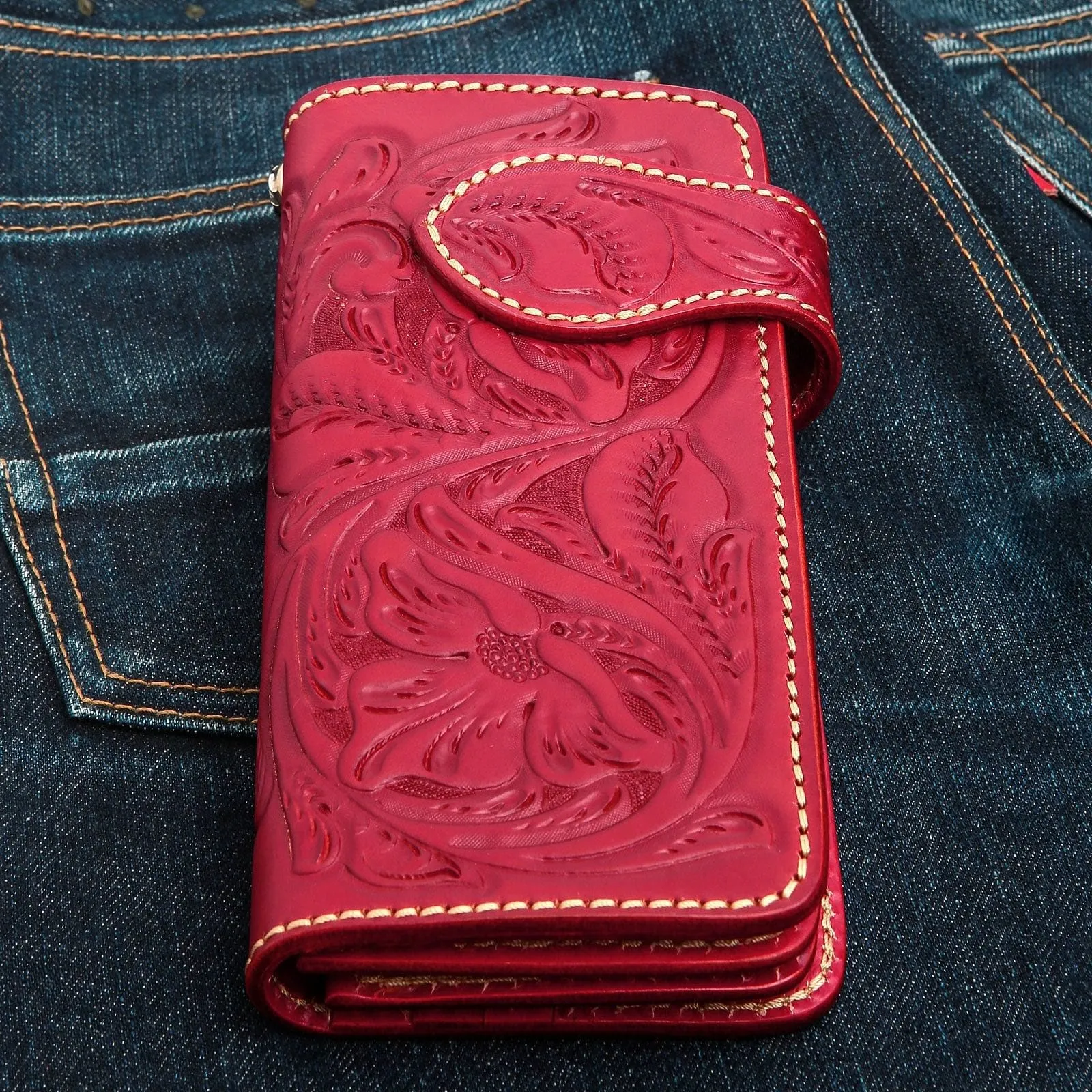 Red Indian Leather Biker Wallets
