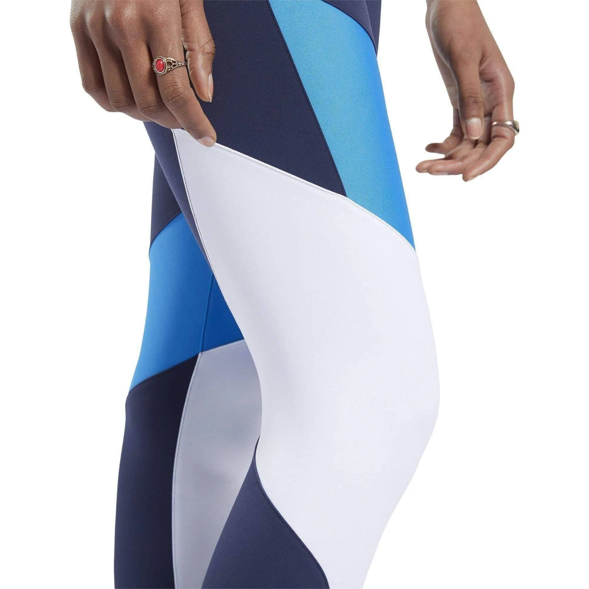 Reebok Lux 2.0 Mid Rise Womens Long Training Tights - Blue