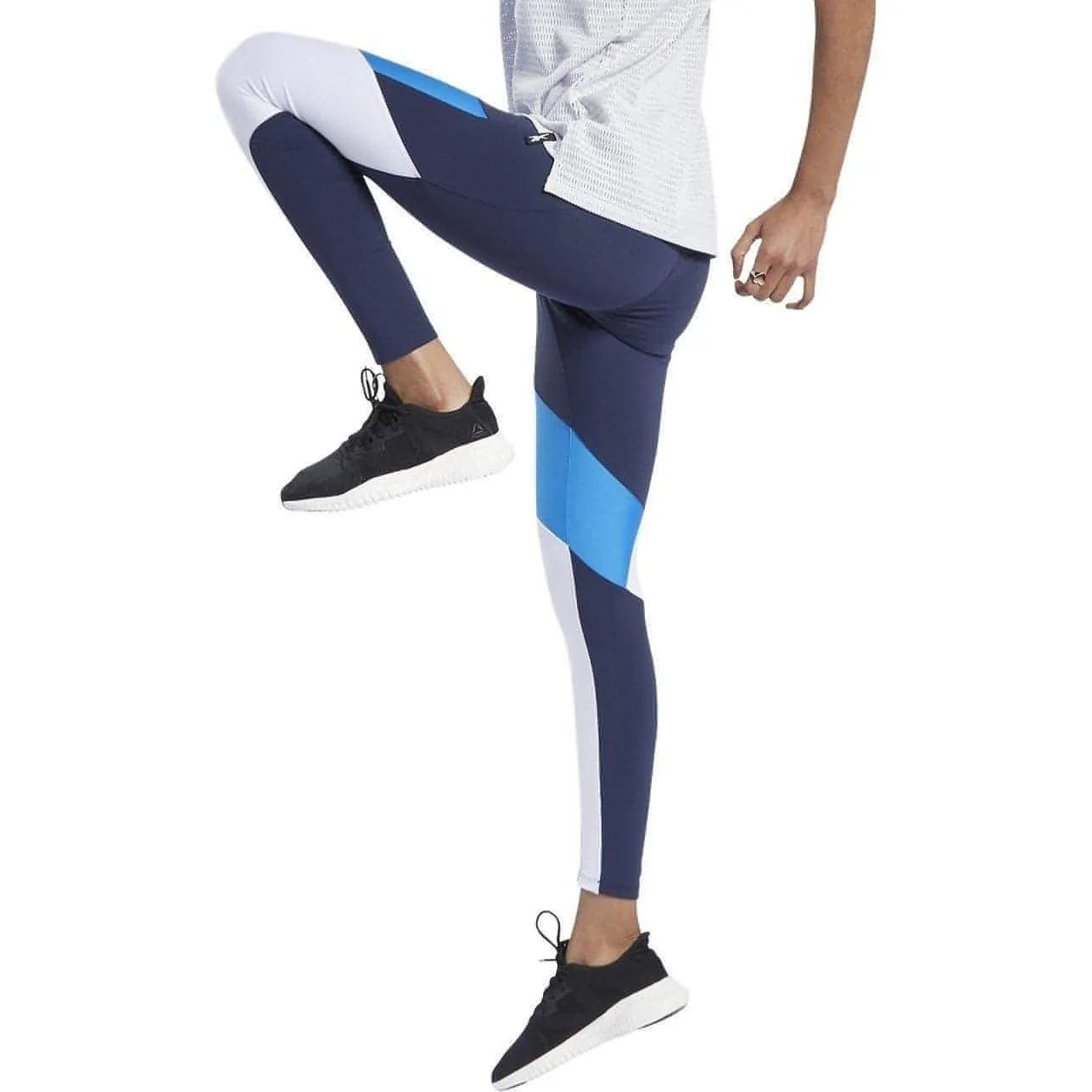 Reebok Lux 2.0 Mid Rise Womens Long Training Tights - Blue