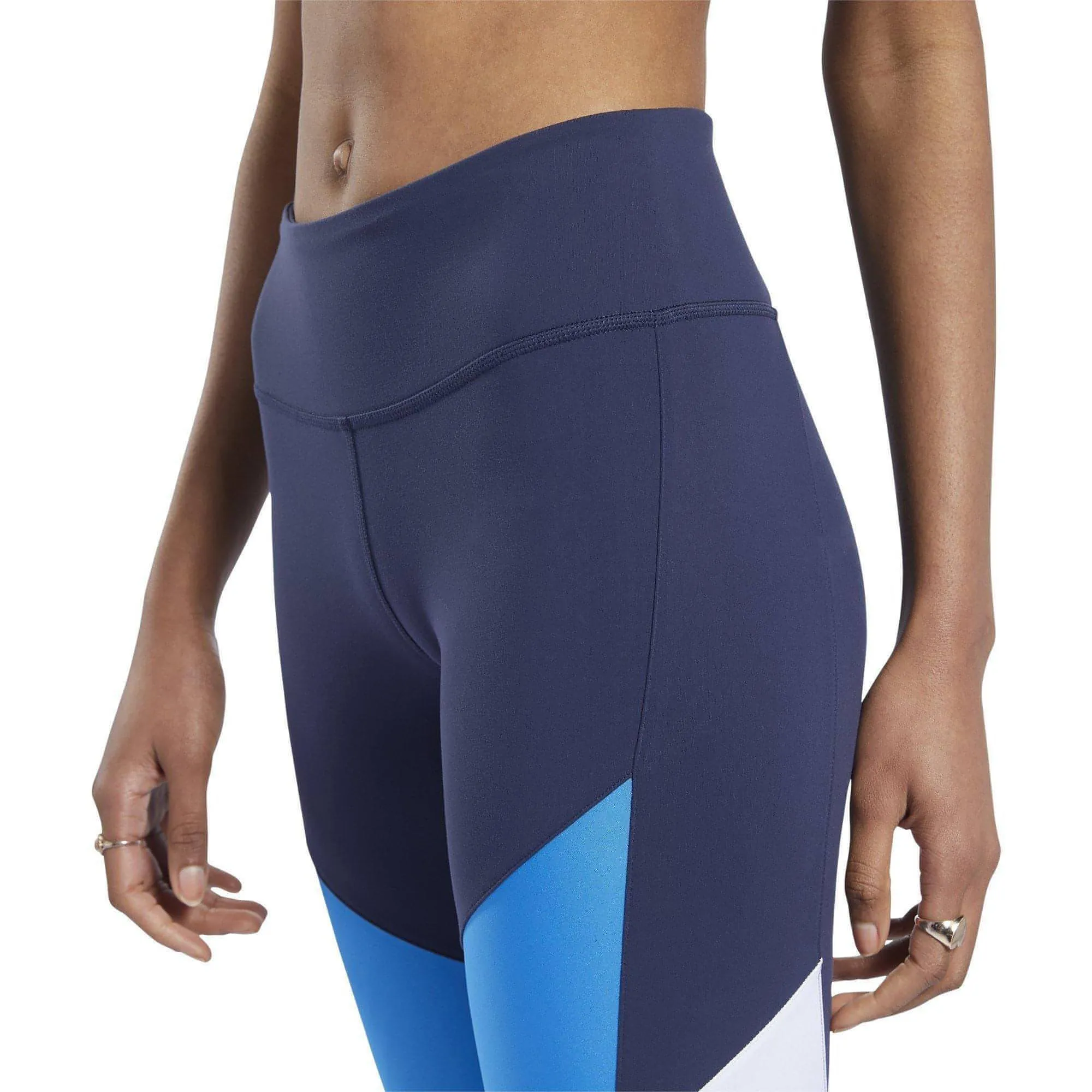 Reebok Lux 2.0 Mid Rise Womens Long Training Tights - Blue