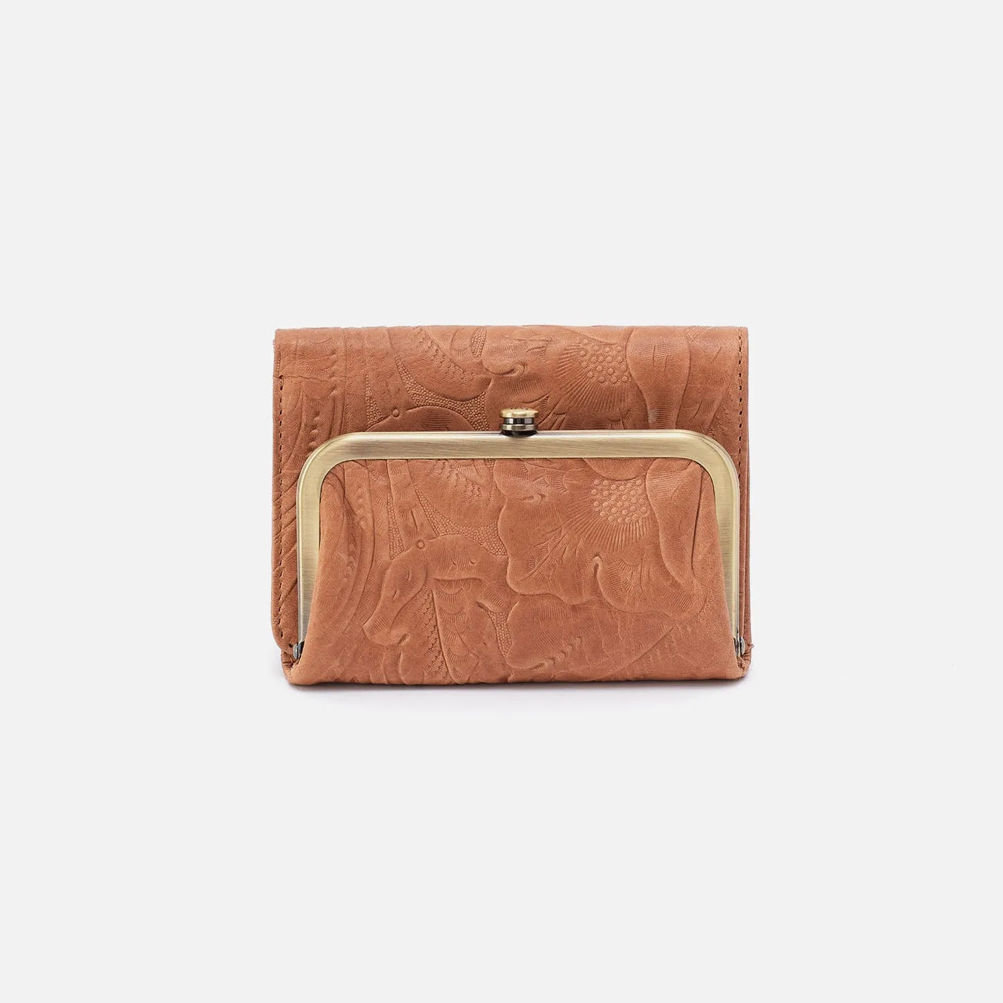 Robin Compact Wallet In Tooled Embossed Leather - Saddle Tooled Emboss
