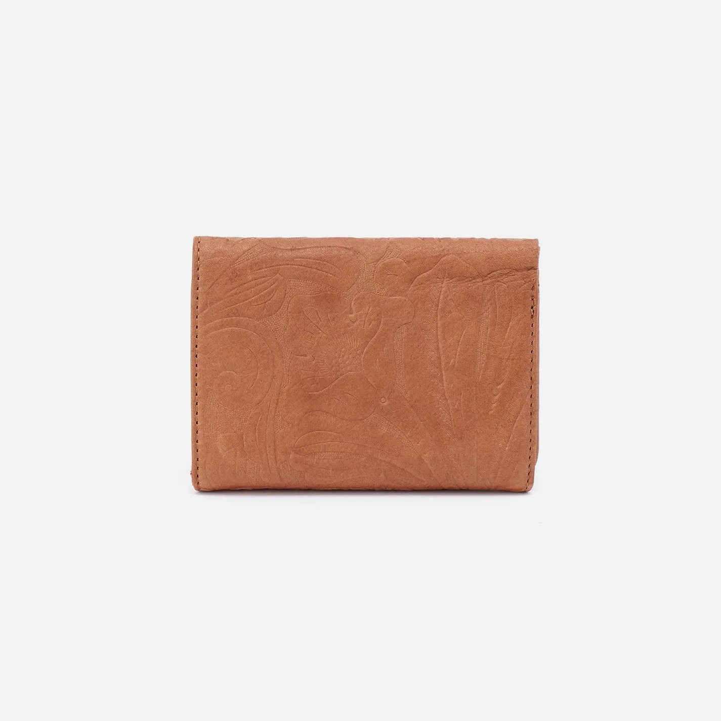 Robin Compact Wallet In Tooled Embossed Leather - Saddle Tooled Emboss