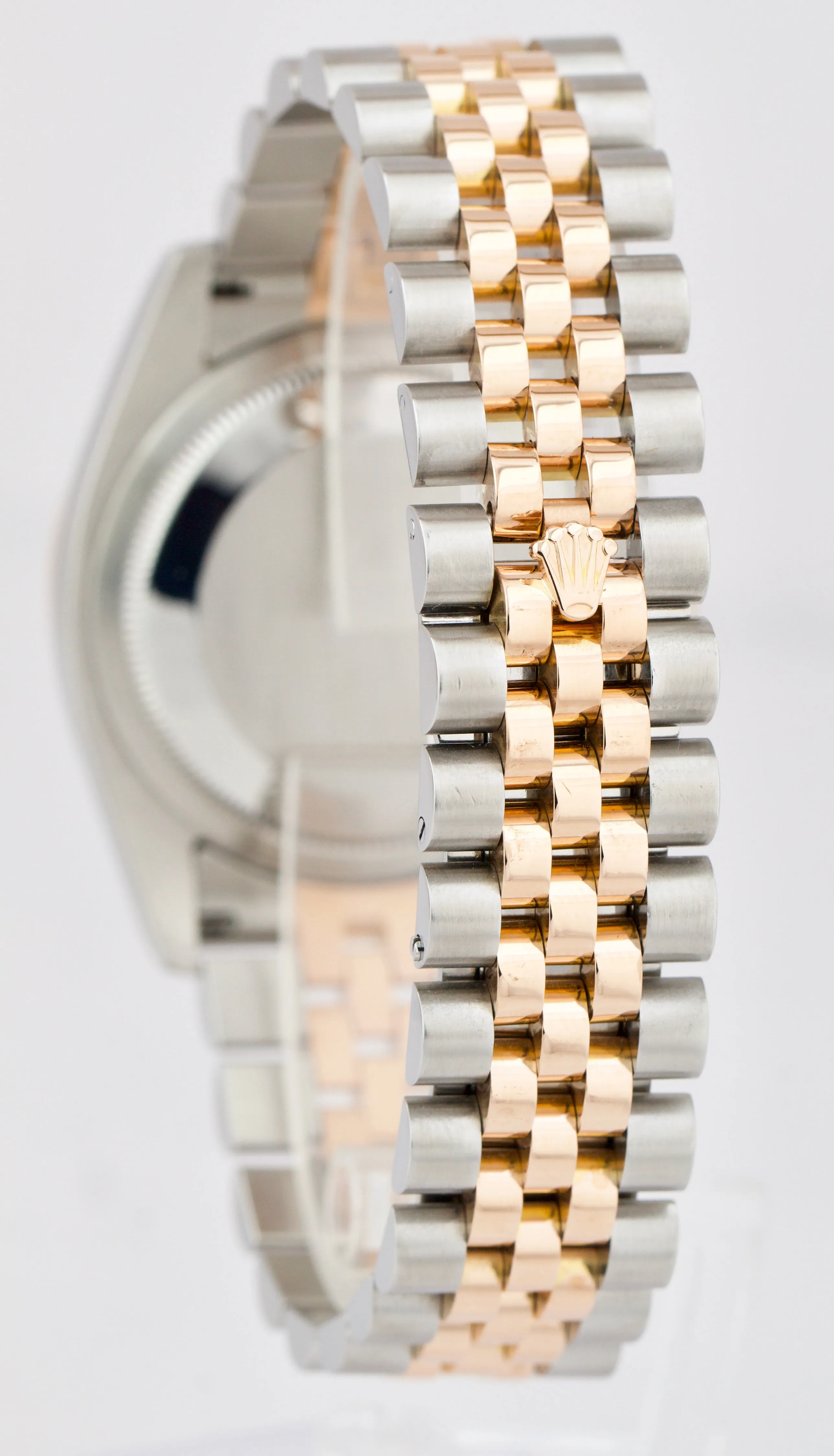 Rolex DateJust 116263 SILVER Turn-O-Graph JUBILEE 36mm Two-Tone Rose Gold Watch