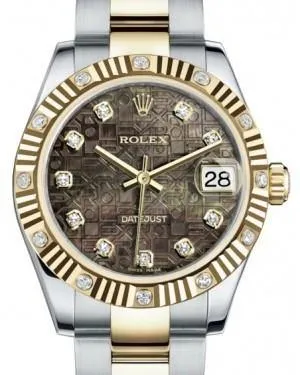 Rolex Datejust 31 Lady Midsize Yellow Gold/Steel Black Mother of Pearl Jubilee Diamond Dial & Diamond Set Fluted Bezel Oyster Bracelet 178313