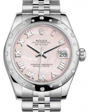 Rolex Datejust 31mm Lady Midsize White Gold/Steel Pink Mother of Pearl Roman Dial & Diamond Set Domed Bezel Jubilee Bracelet 178344 - NEW